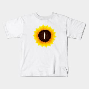 Floral Monogram I Bright Yellow Sunflower Kids T-Shirt